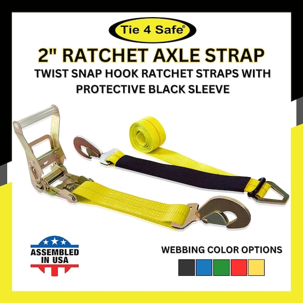 2 x 10' Combo Ratchet & Axle Strap s, WLL- 3,333 lbs., PK8